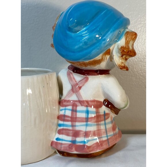 Ceramic Planter Kitschy Cat School Girl  Book Doll Nursery VTG - Picture 10 of 14